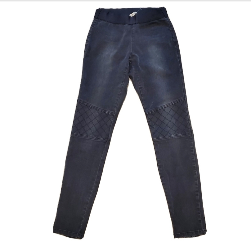 NEW Cabi Black Skinny Stretch Mid Rise Moto Jeggings W/ Ankle Zips